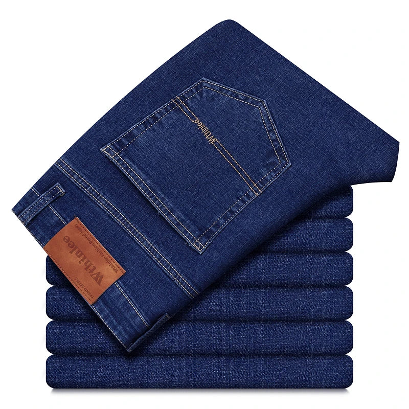 2026 New Style Business Men's Jeans Casual Straight Stretch Fashion Classic Blue Black Work Pant Denim Trousers Male Clothing
