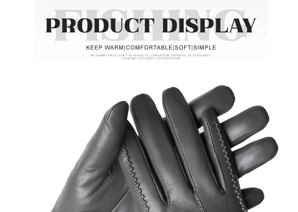 Women's sheepskin gloves winter warm plus velvet short thin touch screen driving color women's leather gloves good quality -2226