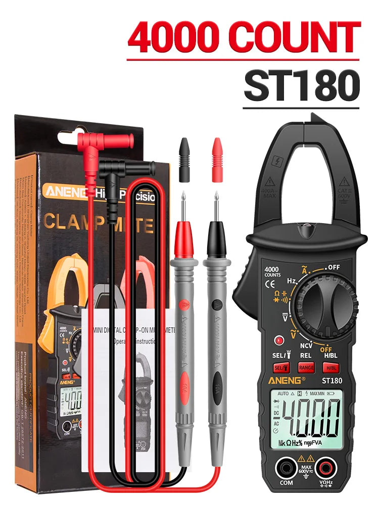 ANENG ST180 AC Current Clamp Meter  Digital 4000 Counts Multimeter Ammeter Voltage Tester Car Amp Hz Capacitance NCV Ohm Tool - Shoppiline