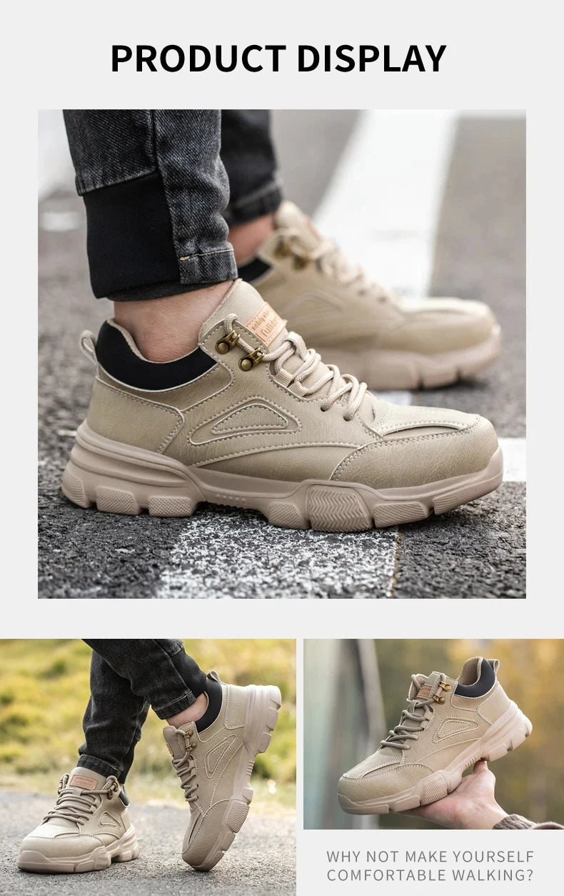 High-quality Safety Shoes Men Steel Wire Rotary Buckle Work Sneakers Indestructible Shoes Anti-smash Anti-puncture Work Shoes