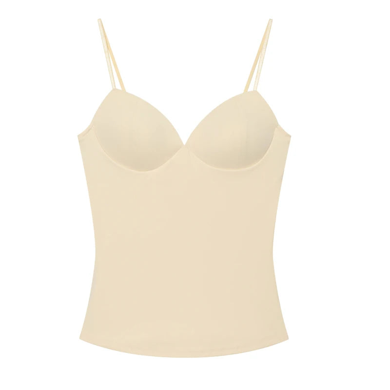HXAO Sleeveless Crop Tops For Woman Corset Camisole Brown Top Women Bodycon Backless Sexy Tops With Straps Bustier Tank Tops