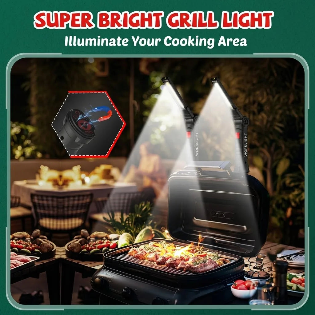 Rechargeable LED COB Work Light USB Magnetic Inspection Torch with Hook Dimmable Flashlight 18650 Battery Repair Camping Lantern
