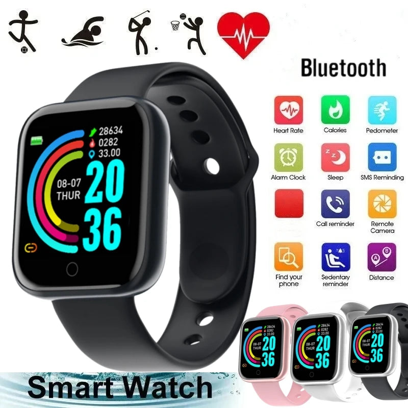 Sport-Smartwatch Für Herren Damen Uhren Fitness Herzfrequenzmesser Elektronische Smartwatch Kalorien-Musik-Player Y68 Armband Kinder