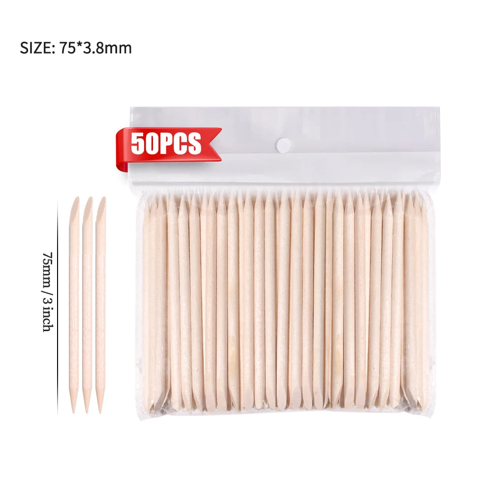 50/1000Pcs Double Ended Wooden Cuticle Pusher Multi  Nail Art Tools Beechwood Stick Manicure Pedicure Tool Suitable for Home Use