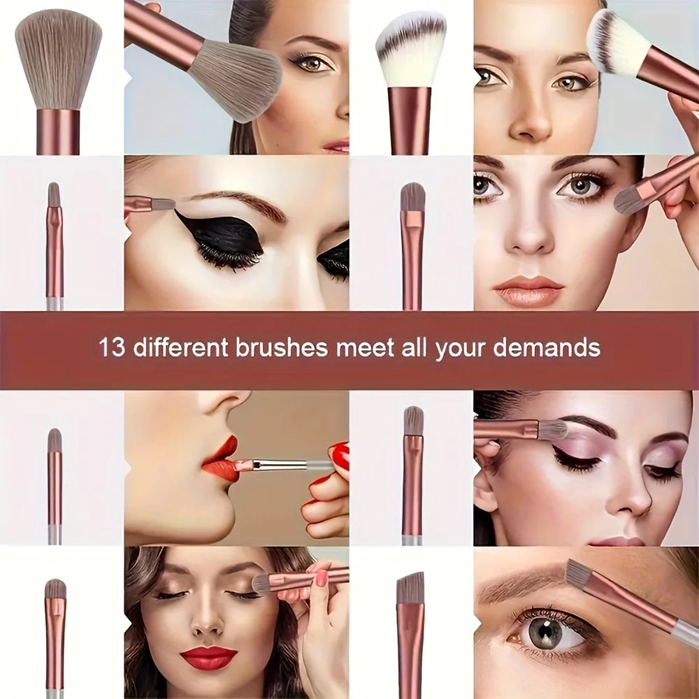 13-teiliges Make-up-Pinsel-Set Kosmetik-Make-up-Schwamm Make-up-Pinsel Beauty-Tool Lidschatten-Rouge Professionelles Pinsel-Set