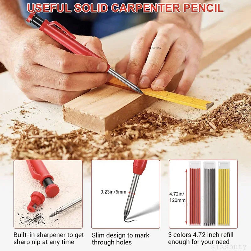 Woodworking Mechanical Pencil Set, Deep Hole Marking and Drawing, 2.8mm Reliable and Durable Lead, for Carpenters Engineering