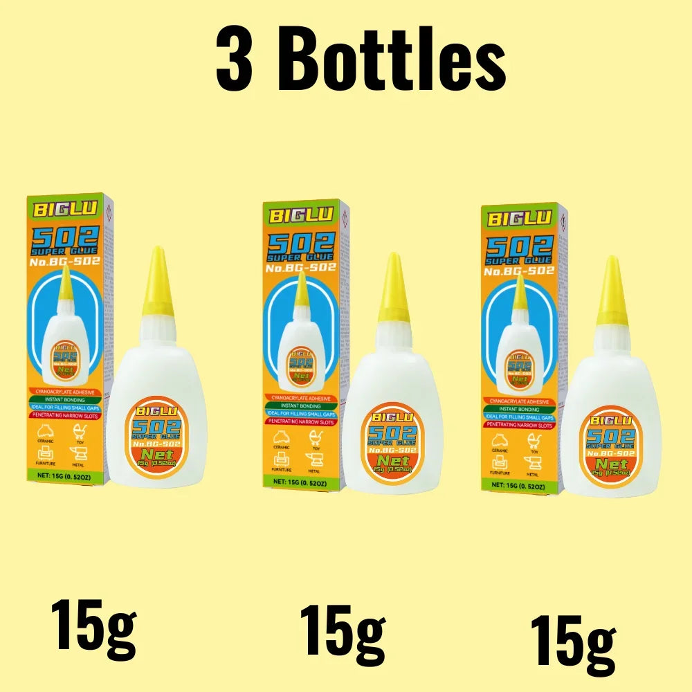 BIGLU 502 Super Glue Quick-drying Cyanoacrylate Instant Leather Rubber Wood Metal Strong Bond Liquid Adhesive Tool