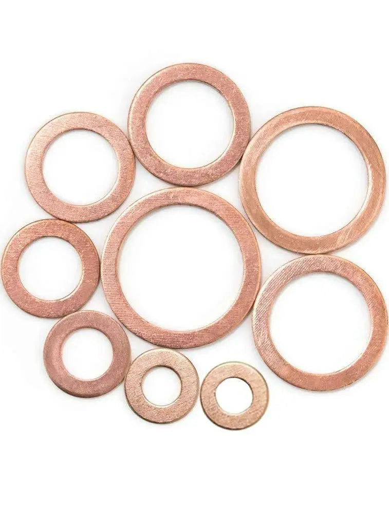 Kupfer Unterlegscheiben Dichtung Schrauben-Set – Flachdichtring-Sortiment mit Box für Ölablassschrauben – M8/M10/M12/M14