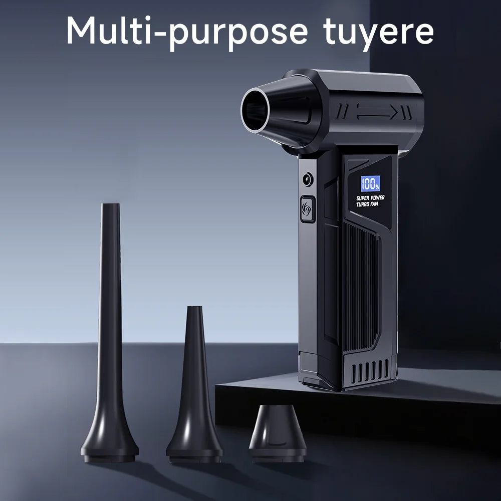 110,000 RPM 3-in-1 Blower: Dust Blower / Vacuum Cleaner / Fan + LED Light. 4-speed settings, ideal for computers