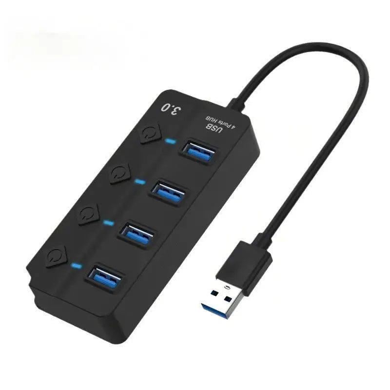 USB 3.0 Hub 4/7 Port with LED Indicator Independent Switch Control for Laptop Flash Drive Hard Disk Printer Camera Keyboard
