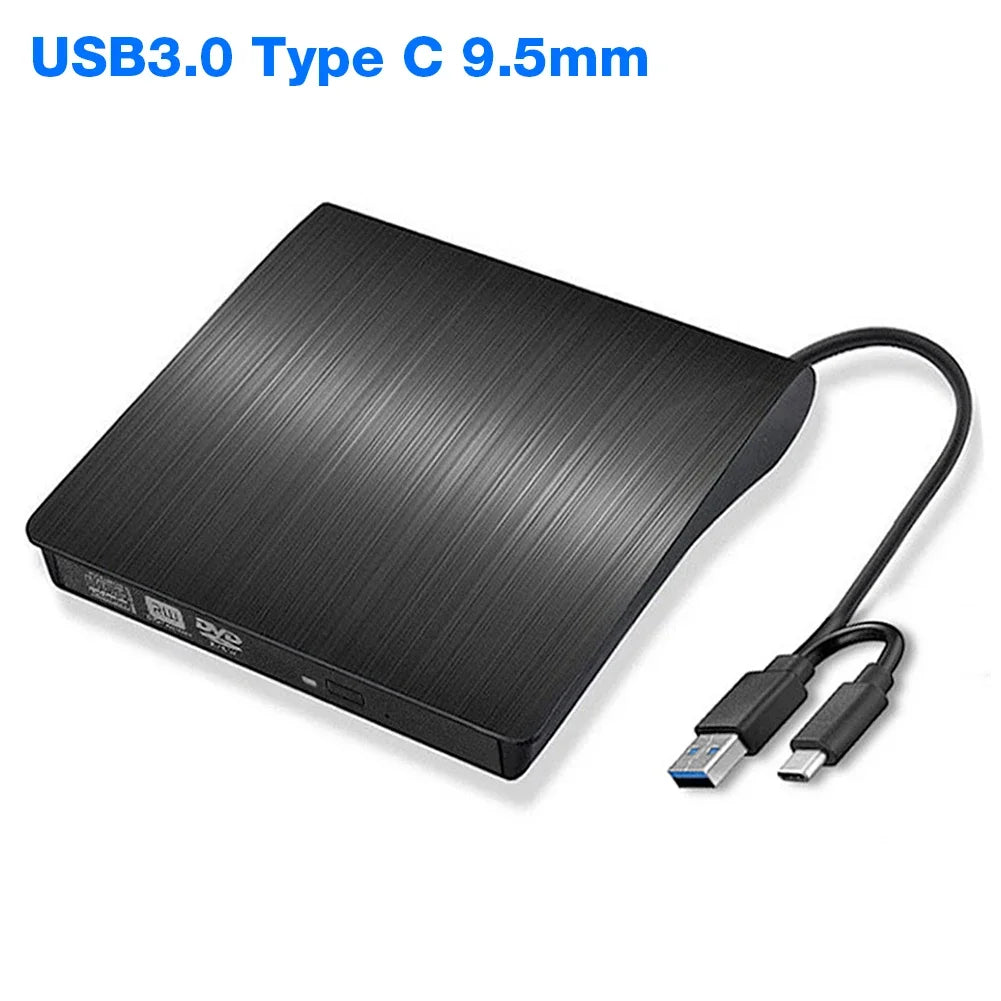 New Drive Enclosure 9.5mm USB 3.0 Type C SATA External DVD CD-ROM RW Player Optical Drives Enclosure Case for Laptop PC Desktop