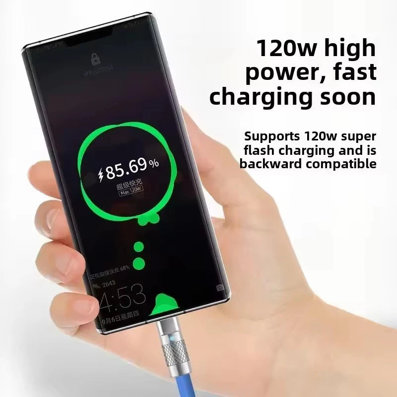 120W 6A Cable  Super Fast Charge PD Type C Liquid Silicone Cable 1M 1.5M 2M Cable C To C Quick Charger Cable for Xiaomi iPhone
