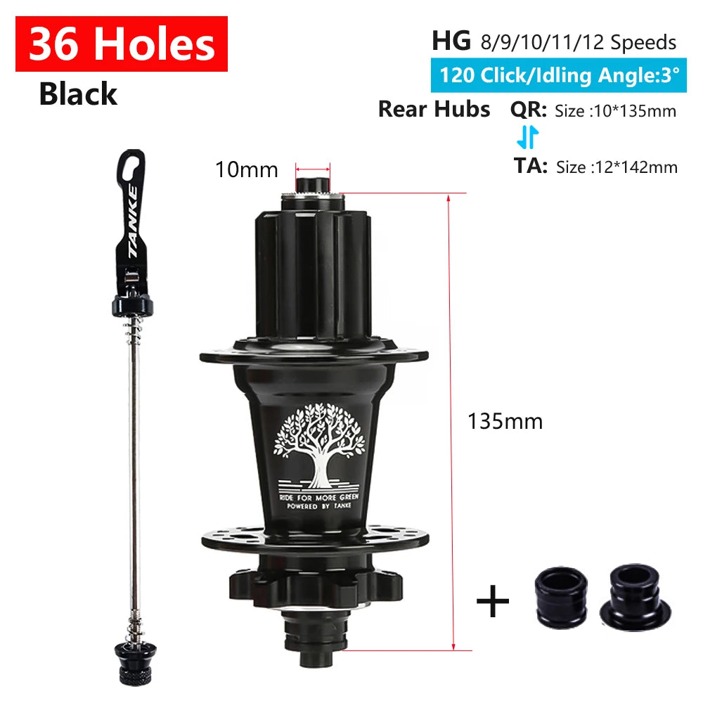 TANKE MTB 120 Click Hub 6 Bearing Bike Front Rear 28 32 36 Holes Disc Brake QR Bicycle mass thunder Noisy Cube 6 Pawl Hubs TH390