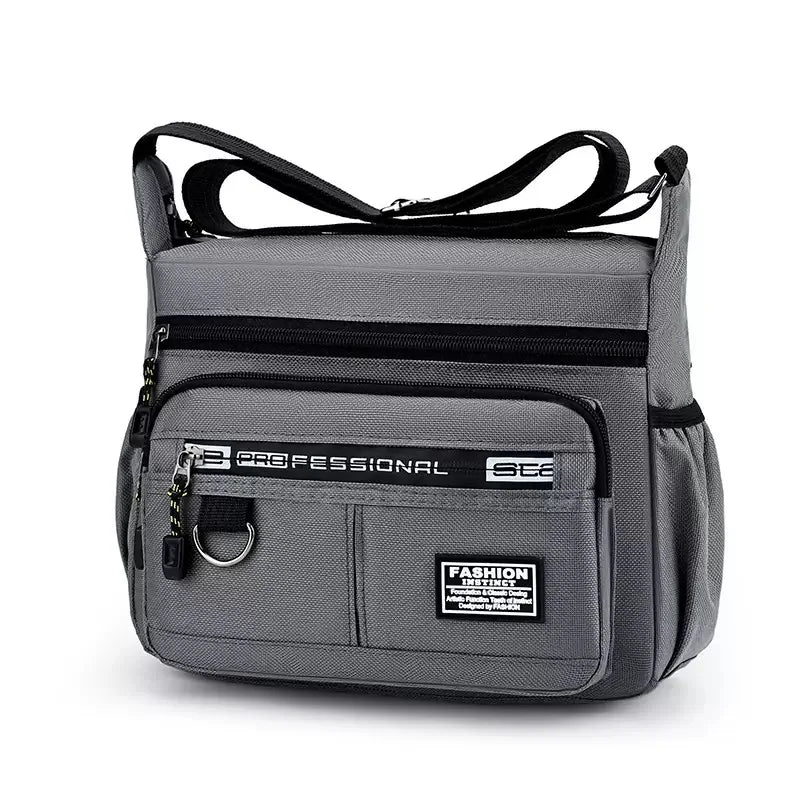 Men's cross-body bag with multi-layered pockets, adjustable shoulder strap, business single-shoulder bag