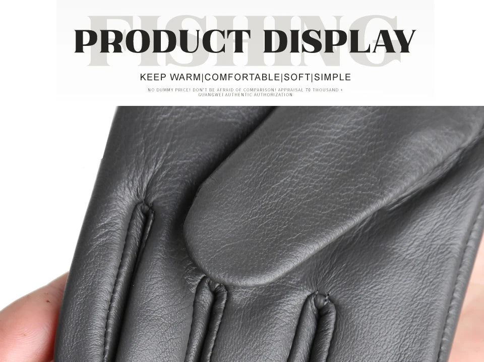 Women's sheepskin gloves winter warm plus velvet short thin touch screen driving color women's leather gloves good quality -2226