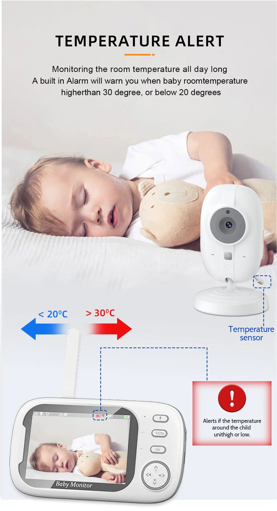 Cdycam New 3.5 inch Wireless Video Baby Monitor Night Vision Temperature Monitoring 2 Way Audio Talk Baby Nanny Security Camera - Shoppiline