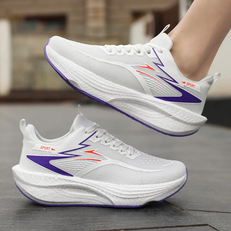 Marathon Men Sports Running Shoes Carbon Board Air Cushion Breathable Lightweight Women's Comfortable Athletic Nonskid Sneakers