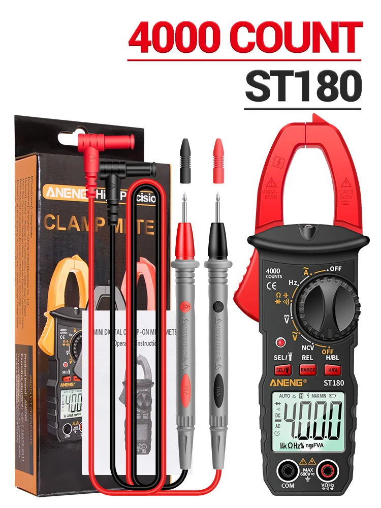 ANENG ST180 AC Current Clamp Meter  Digital 4000 Counts Multimeter Ammeter Voltage Tester Car Amp Hz Capacitance NCV Ohm Tool - Shoppiline