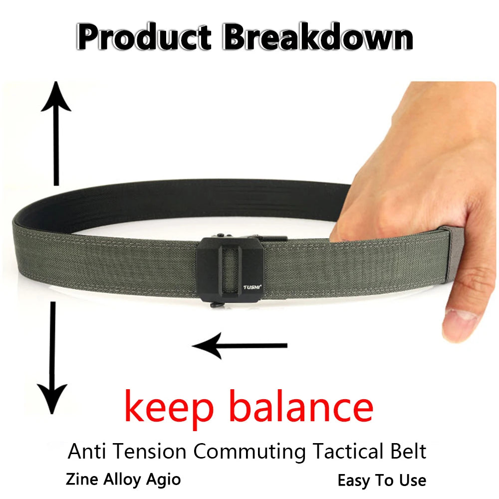TUSHI Belt Hard Tactical Belt for Men Metal Automatic Buckle IPSC Gun Belt 1100D Nylon Military Belt Outdoor Sports Girdle Male