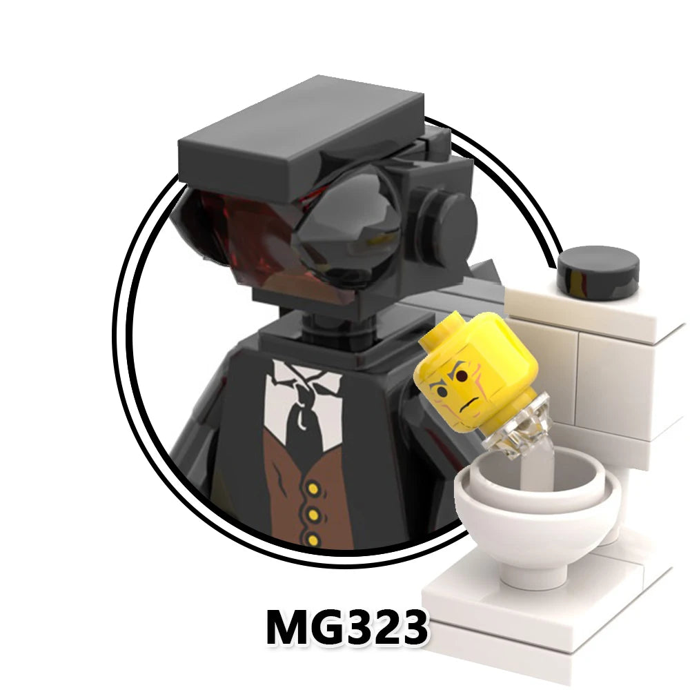 MOOXI Actionfiguren Teile Set MOC Steine Skibidi Toilet Man DIY Baustein Lernspielzeug für Kinder Figuren Geburtstagsgeschenk