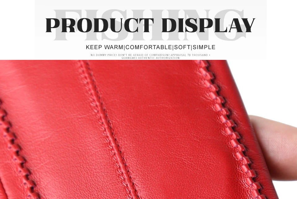 Women's sheepskin gloves winter warm plus velvet short thin touch screen driving color women's leather gloves good quality -2226