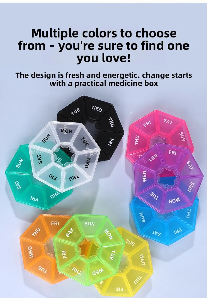 7 Compartments Weekly Pill Organizer Portable Plastic Mini 7 Day Medicine Box Small Pill Case Bulk