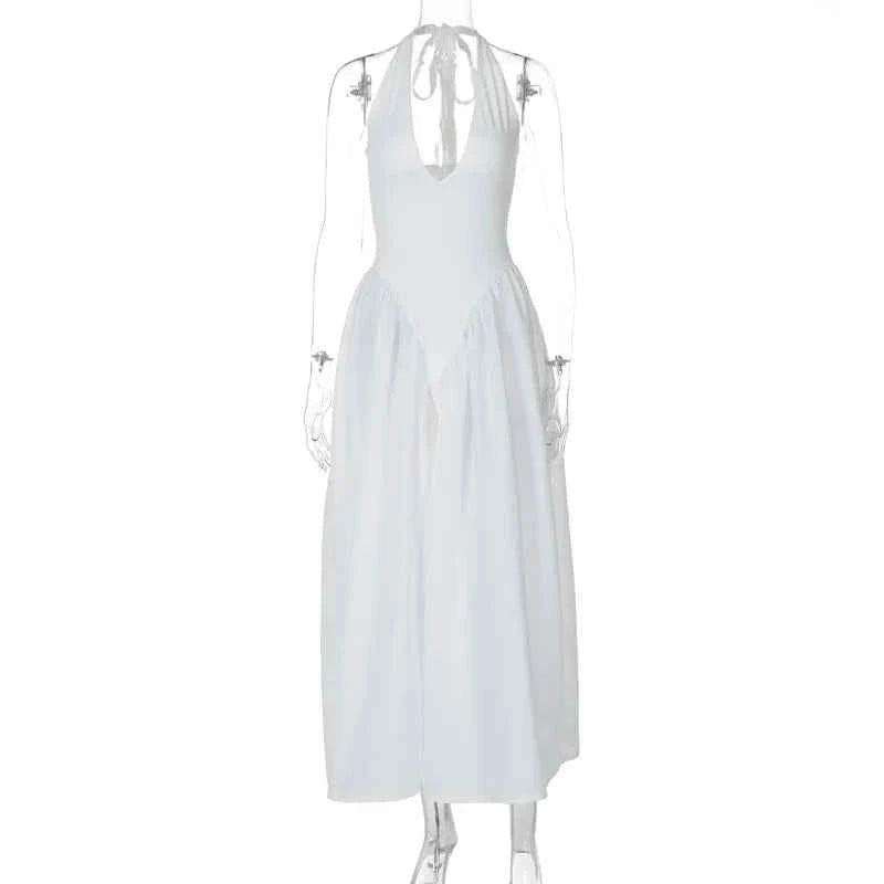 Ladies Summer Evening Party New Fashion Dress Women Sleeveless Backless V-Neck Sexy Birthday  Long Dresses 2025 Woman Streetwear
