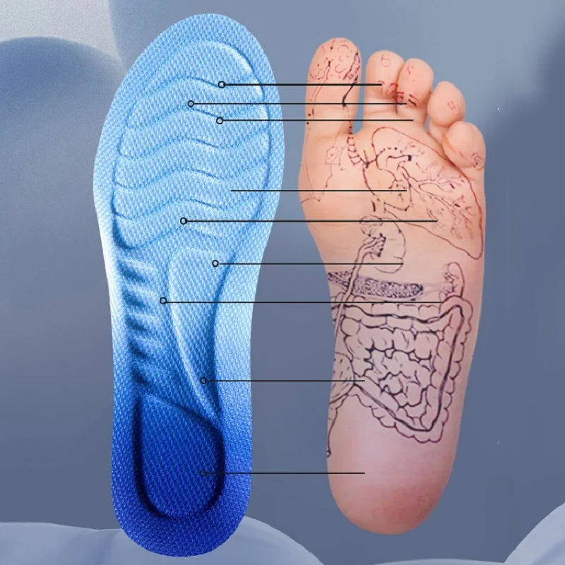 Sporteinlegesohlen für Schuhe Damen Herren PU-Sohle Weich Atmungsaktiv 4D Stoßdämpfung Kissen Laufen Orthopädische Pflege Einlegesohlen für Füße