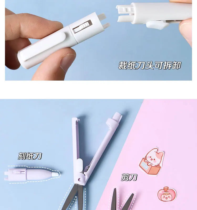 Multifunction Hand Account Cutting Folding Scissors Mini Engraving Knife Scissors Paper Trimming Utility Knife for Office School