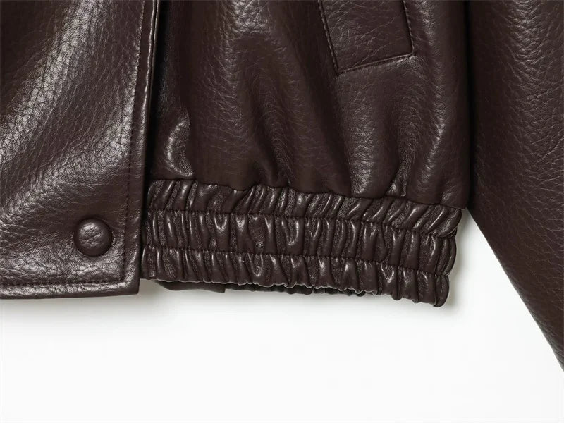 Women's Faux leather Jacket New Fashion Long Sleeve Versatile Jacket Personality Chic Women Coat Autumn Winter Ladies Outerwear