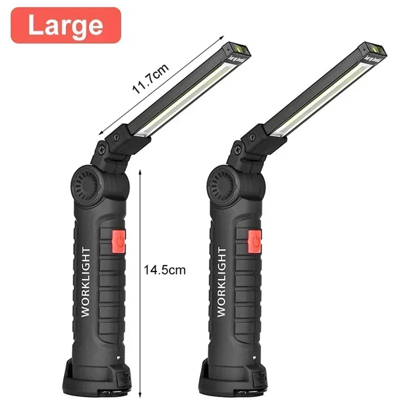Portable COB LED Work Light USB Rechargeable LED Flashlight Inspection Lamp With Magnetic Hook Power Bank 18650 Battery Torch