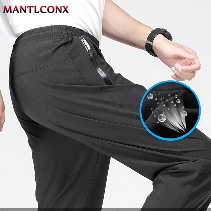 Breathable Men's Casual Pants Quick Dry Straight Elastic Waist Jogger Sweatpants Korean Classic Sport Trousers Plus Size 4XL 5XL