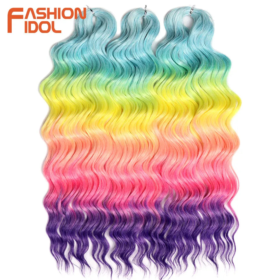 Anna Hair Extensions synthétiques de tresses Loose Deep Wave 24 pouces, cheveux tressés ondulés, cheveux bouclés torsadés au crochet Ombré Blond