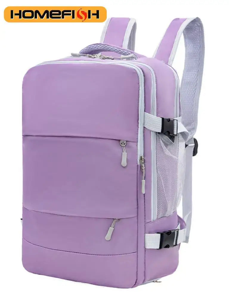HOMEFISH Casual Anti-Theft Travel Backpack, Waterproof Large Capacity Backpack with USB Charging Port and Luggage Strap