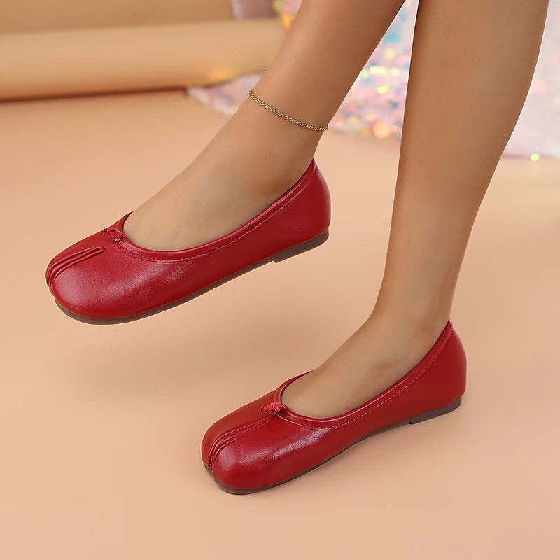 Chaussures plates Tabi pour femmes - Ballerines décontractées à enfiler avec bout fendu, Escarpins élégants et mocassins nouveauté été 2026