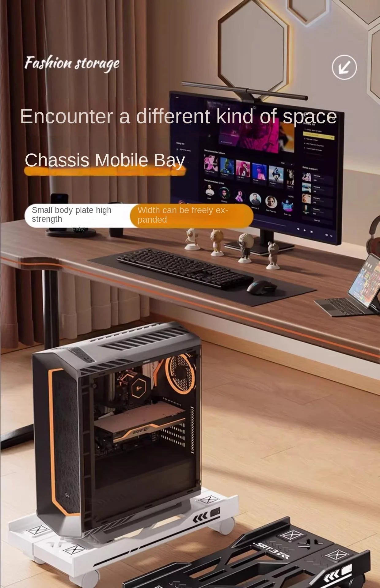 Mobile PC Tower Stand Adjustable Shelf Computer CPU Holder Telescopic Desktop Stand Computer Bracket Cart With Rolling Caster - Shoppiline