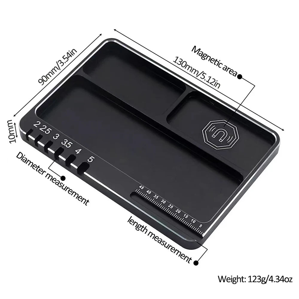 9IMOD RC Schraubenablage mit Magnetpad Aluminiumlegierung Magnetschrauben-Speicherplatte für RC Flugzeug Auto Boot Reparaturwerkzeug