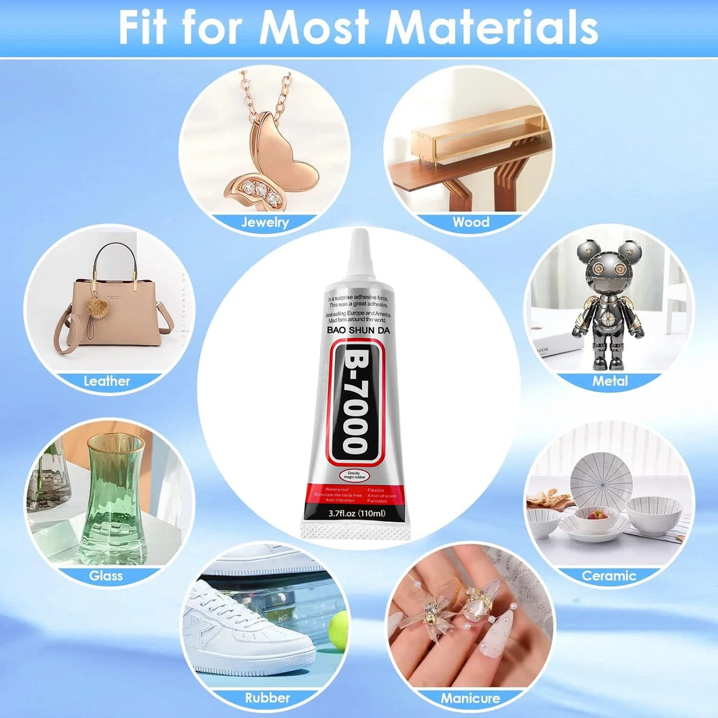 JXVX B7000 Glue Clear with Precision Tip, Bedazzling Glue, Rhinestone Glues, Craft Glues, Jewelry Making, Nail Art, DIY, Makeup.