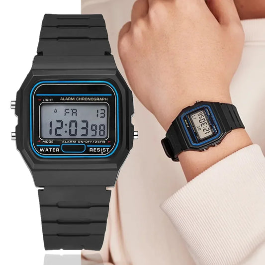 Fashion Square LED Sports Watch for Men, Casual Silicone Strap Digital Wristwatch, Minimalist Electronic Timepiece