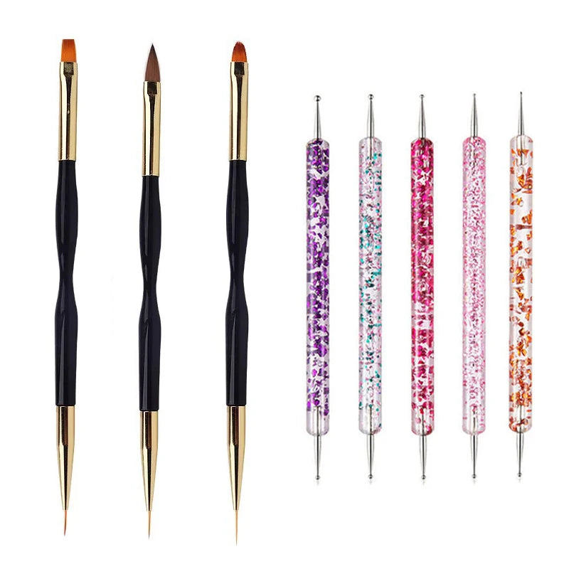 5/20 Stk. Nagelkunst Pinsel Design Spitzen Malen Zeichnen Schnitzen Dotting Pen Flachfächer Liner Acryl Gel UV Politur Maniküre Werkzeuge