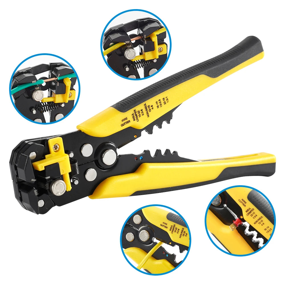 Crimper Cable Cutter Adjustable Automatic Wire Stripper Multifunctional Stripping Crimping Pliers Terminal Hand Tool - Shoppiline