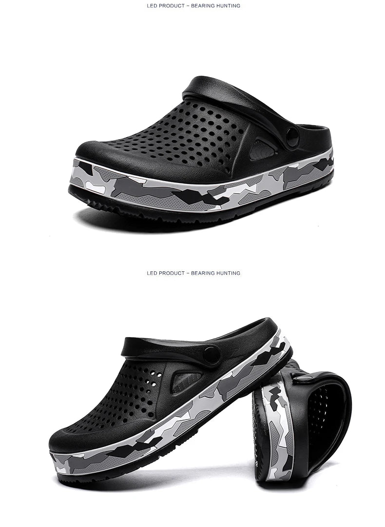 Men's summer casual hole shoes non slip lightweight breathable Two wearing men's sandals fashion comfort beach shoes slippers