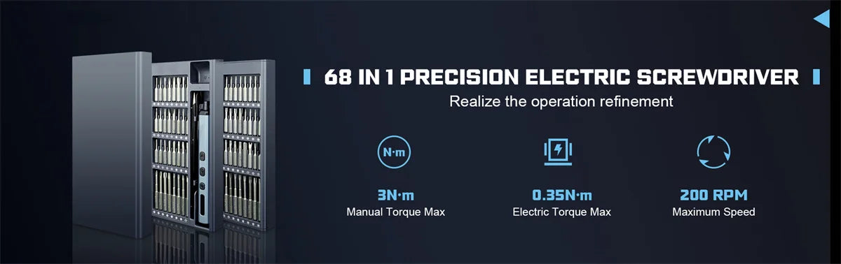 68 in 1 Electric Screwdriver Set 5 Torque Settings Precision Power Tool Magnetic Screw Driver Bits for iPhone Glasses Watch PC - Shoppiline