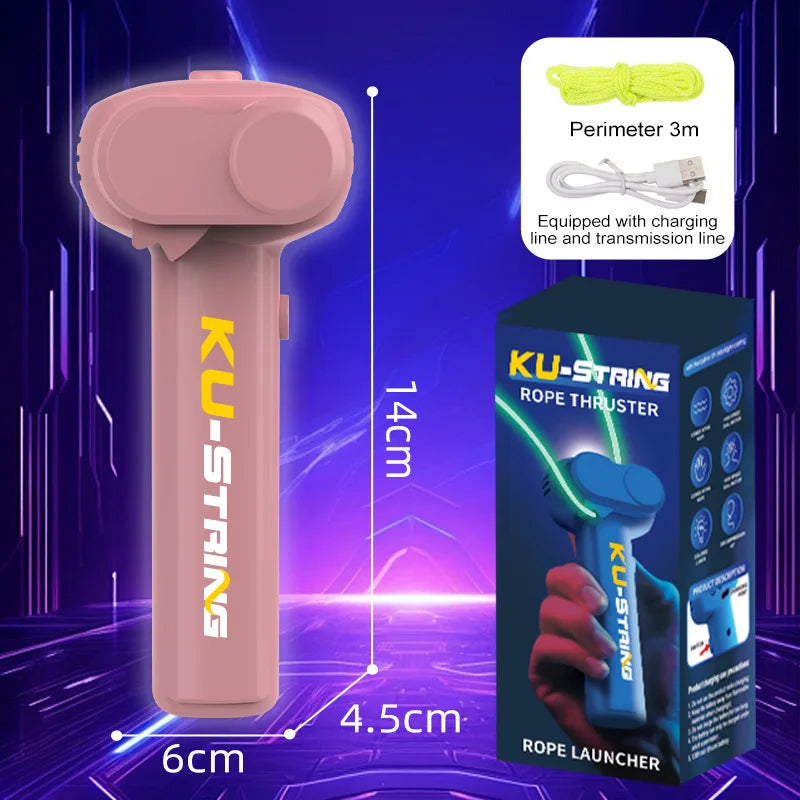 USB Rechargeable Glow String Launcher Toy Luminous Rope Shooter ABS Decompression Fidget Toy 3M Yarn for Kids Adults Party Gift