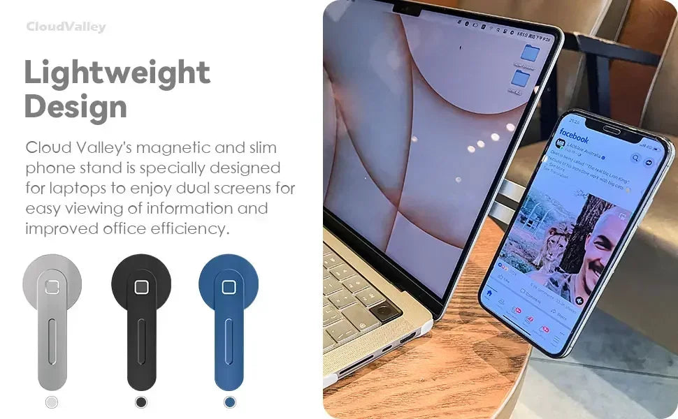 2025 Magnetic Laptop Phone Holder Computer Monitor Side Cell Phone Slim& Foldable For iPhone 14 13 12 Series Case and All Phone - Shoppiline