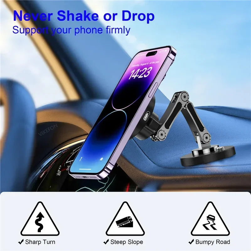 Magnetic Car Wireless Charger Stand Magnet Car Mount Fast Charging Station Phone Holder Bracket For Macsfae iPhone 15 14 13 12 - Shoppiline