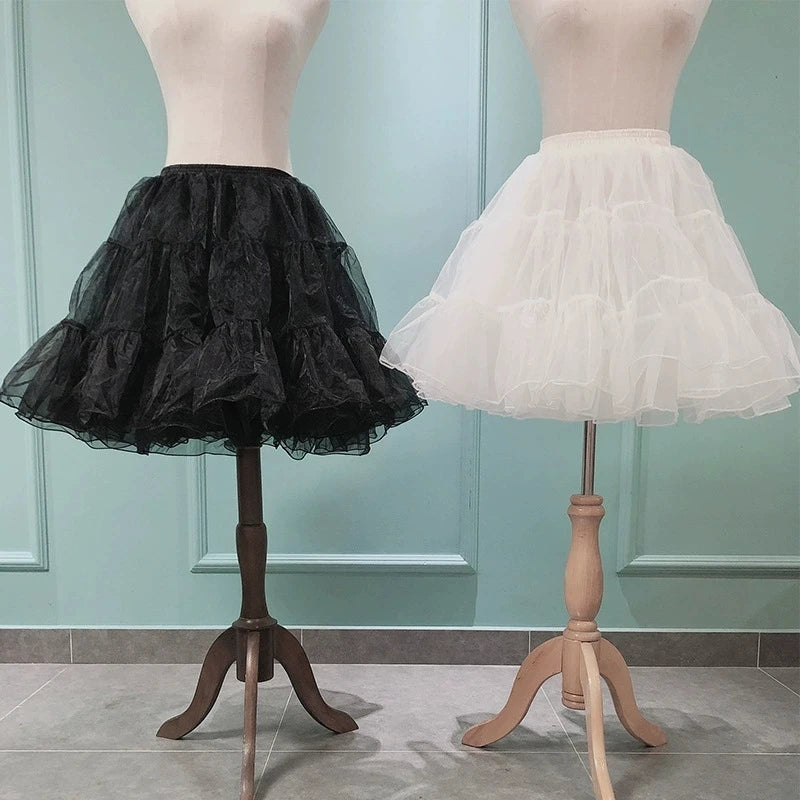 Lolita Cosplay Organza Ruffles Short Petticoat Underskirt for Girls Tutu Half Slips Bridal Accessorie