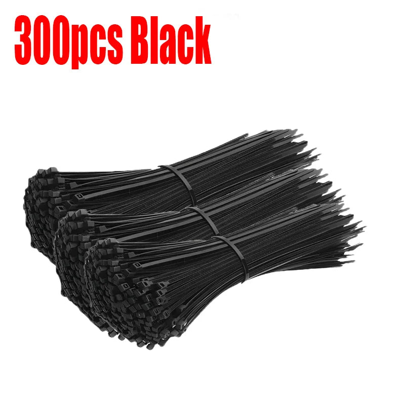 200/100Pcs Nylon Cable Ties Adjustable Self-locking Cord Ties Straps Fastening Loop Reusable Plastic Wire Ties For Home Office