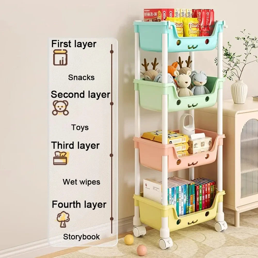 Toy Storage Trolley Bookshelf Snack Rack For Children Storage Organizer Bathroom Accessories Closet Organizer Kitchen Storage - Shoppiline