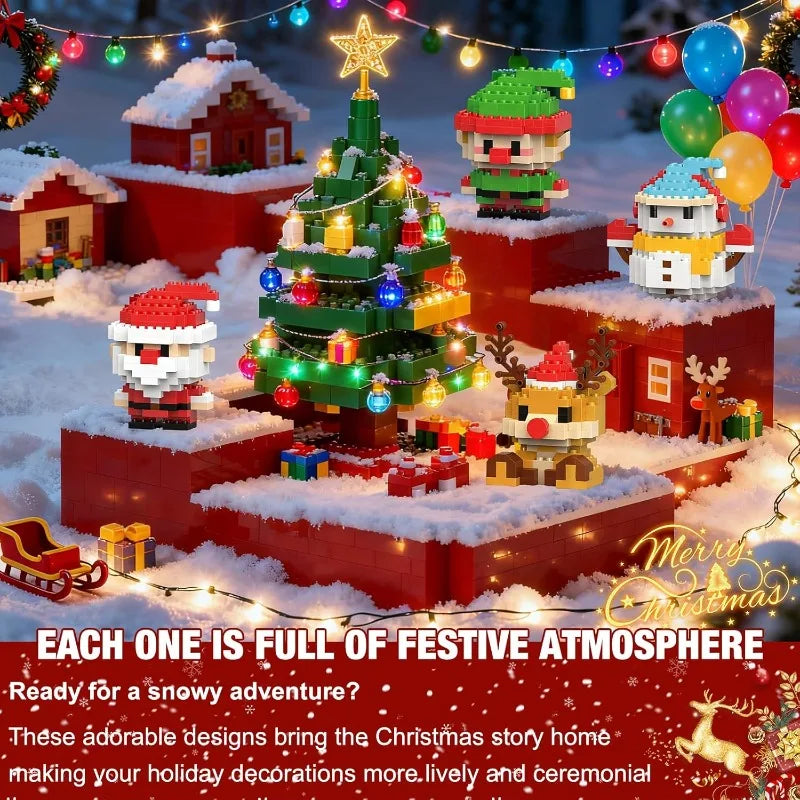 DIY Christmas Santa Claus Building Blocks Set Christmas Themed Brick Ornaments Mini Block Figures Christmas Birthday Gifts